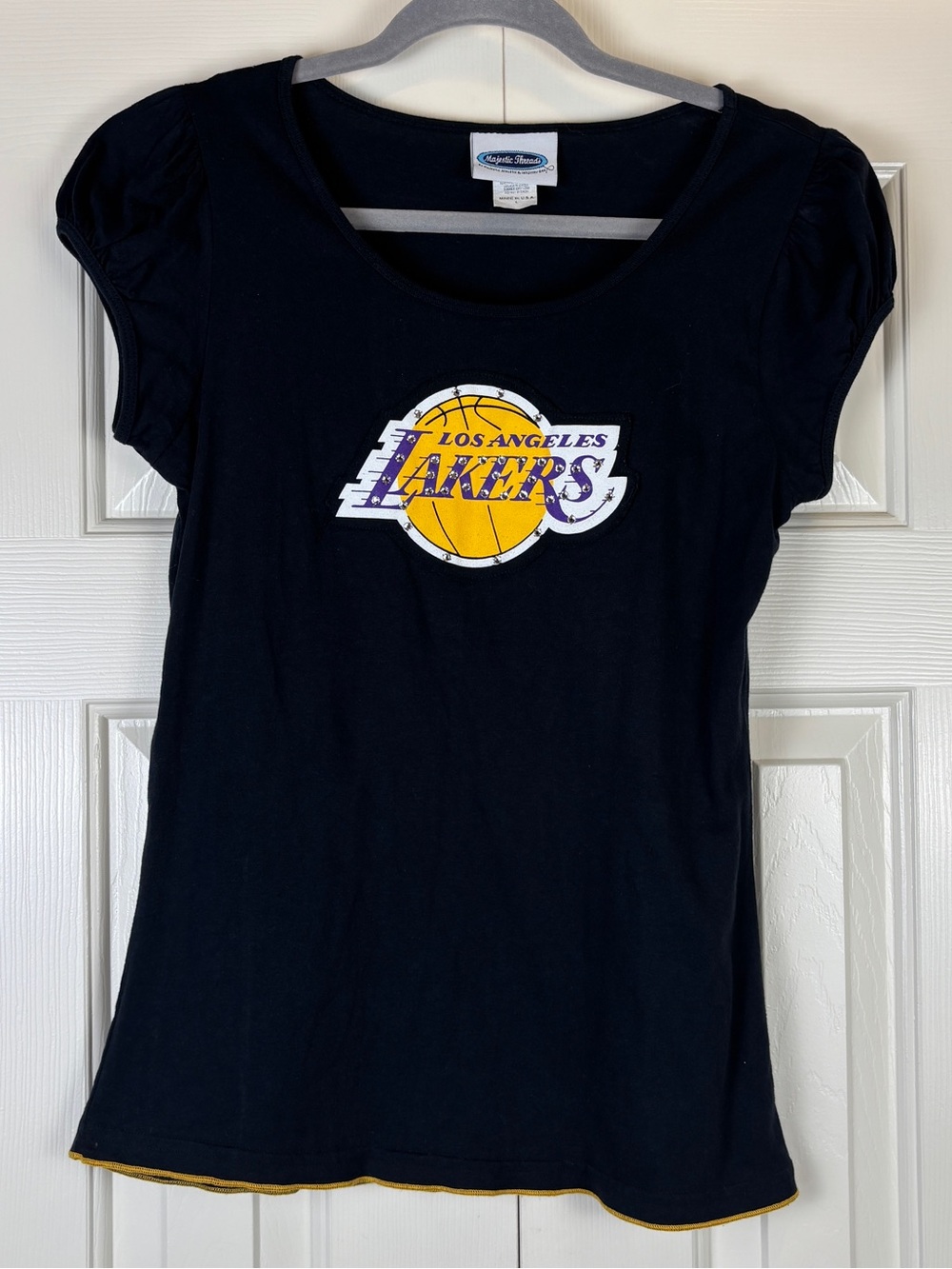 Vintage Y2K LA Lakers Rhinestone Shirt Majestic Threads